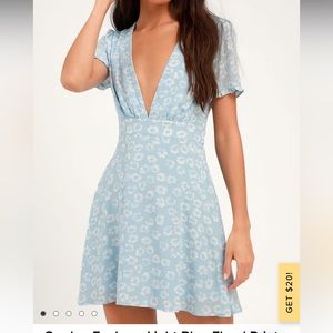 Light blue floral print mini dress from Lulus in a size small.